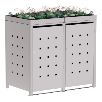 Vuilnisbak doos Anna voor 2 - 120L in  Lichtgrijs metallic