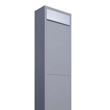 Vrijstaande brievenbus Big Box Grijs Metallic met RVS inwerpklep