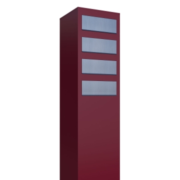 Postkastsysteem Monolith voor vier Rood met RVS inwerpklep