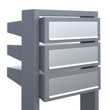 Postkastsysteem Stairs voor drie Grijs Metallic met RVS inwerpklep