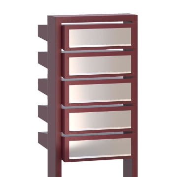 Postkastsysteem Stairs voor vijf Rood met RVS inwerpklep