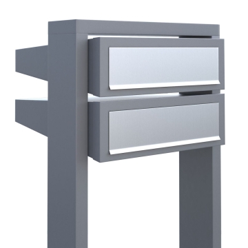 Postkastsysteem Stairs voor twee Grijs Metallic met RVS inwerpklep