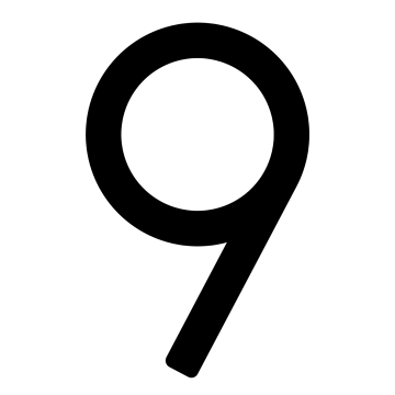 Zelf -adhesief huisnummer "9" - 200 mm in zwart