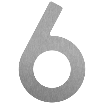 Zelf -adhesief huisnummer "6" - 76 mm RVS