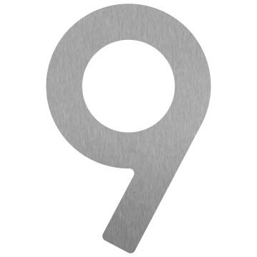 Zelf -adhesief huisnummer "9" - 76 mm RVS