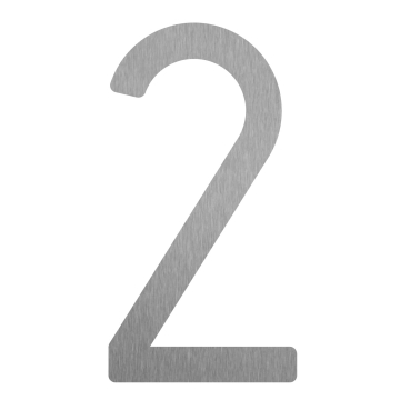 Zelf -adhesief huisnummer "2" - 152 mm RVS