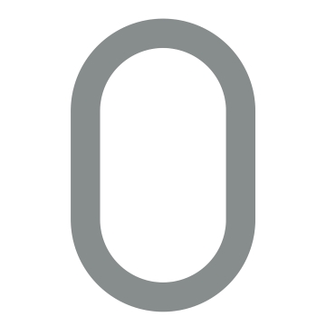 Modern House Number '' '0' ' - 200 mm in grijs metallic