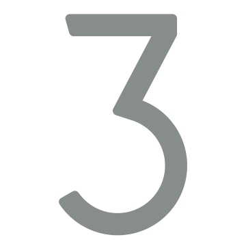 Modern House Number '' '3' ' - 200 mm in grijs metallic