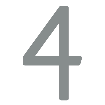 Modern House Number '' 4 '' - 200 mm in grijs metallic