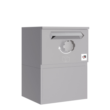 Pakketbrievenbus Kiel met plat dak - maat M in Agaatgrijs | Verwijdering vanaf de achterkant -  vrijstaand