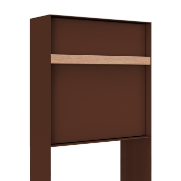 Oxford brievenbus in bruin met houten handvat