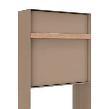 Oxford brievenbus in beige met houten handvat