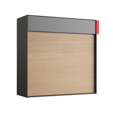 Wandbrievenbus Lathi in grijs met houten decorfront