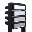 Postkastsysteem Stairs voor vier Zwart met RVS inwerpklep thumbnail