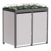 Vuilnisbak doos Emma voor 2 -  120L in  Lichtgrijs metallic met donkergrijs frame