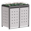 Vuilnisbak doos Anna voor 2 -  120L in  Lichtgrijs metallic met donkergrijs frame