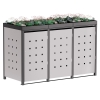 Vuilnisbak doos Anna voor 3 -  120L in  Lichtgrijs metallic met donkergrijs frame