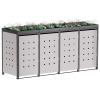 Vuilnisbak doos Anna voor 4 -  120L in  Lichtgrijs metallic met donkergrijs frame