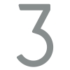 Modern House Number '' '3' ' - 245 mm in grijs metallic