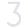 Modern huisnummer '' '3' ' - 245 mm in wit