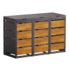 Vuilnisbak doos Kim voor 3 - 120L in Zwart met houten decor front