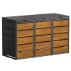 Vuilnisbak doos Edda voor 3 - 240L in Zwart met houten decor front