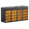 Vuilnisbak doos Egon voor 4 - 120L in Zwart met houten decor front