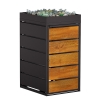 Vuilnisbak doos Edgar voor 1 - 240L in Zwart met houten decor front