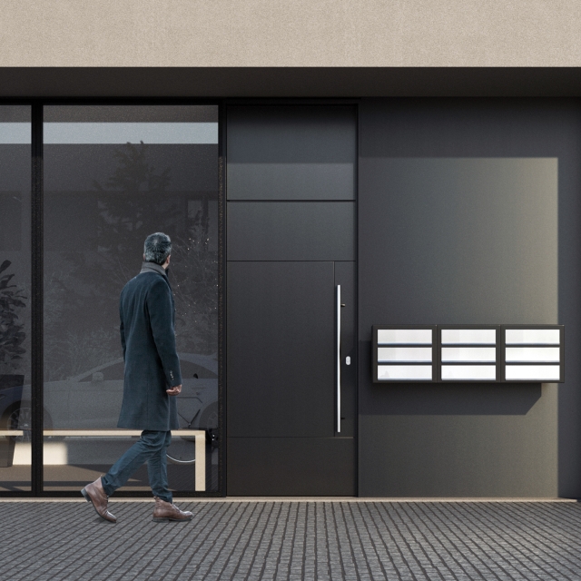 Postkastsysteem Cube voor drie Grijs Metallic met RVS inwerpklep