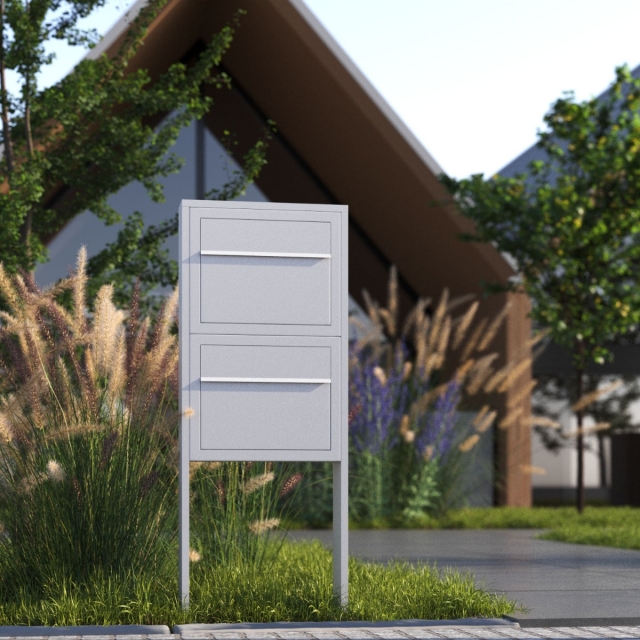 Postkastsysteem Elegance voor twee Okerbruin met RVS inwerpklep