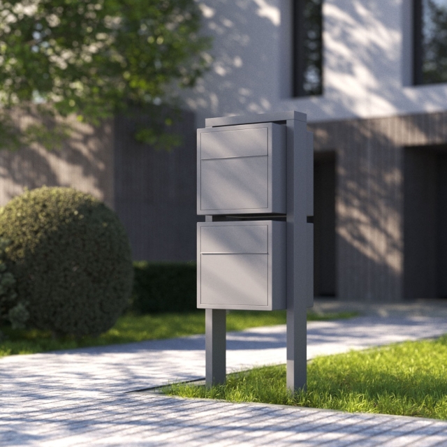 Postkastsysteem Soprano voor twee Zwart met RVS inwerpklep