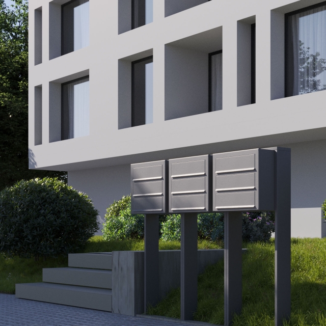 Postkastsysteem Cube voor drie Antraciet