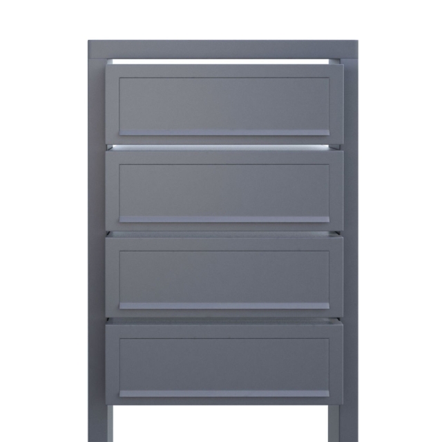 Postkastsysteem Stairs voor vier Grijs Metallic