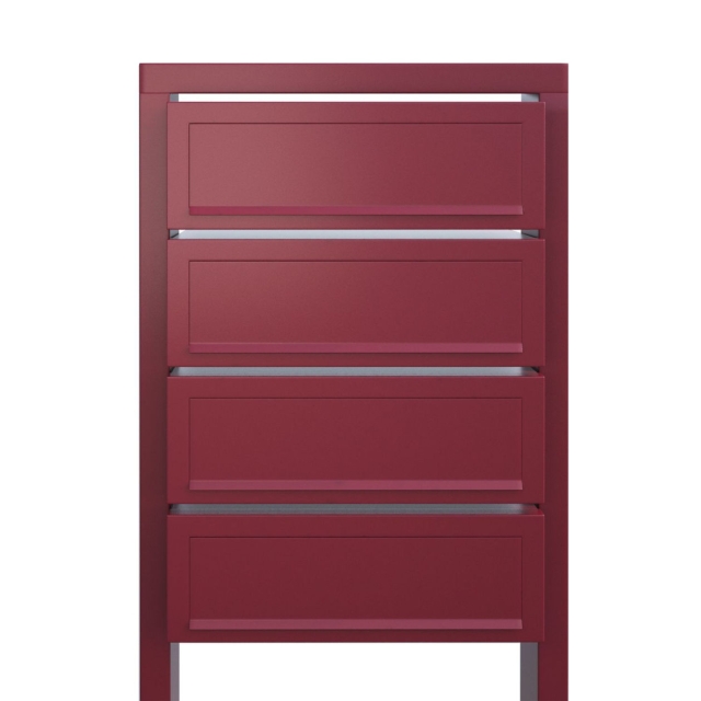Postkastsysteem Stairs voor vier Rood