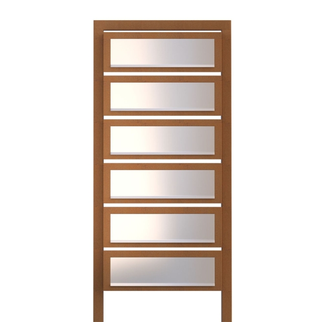 Postkastsysteem Stairs voor zes Okerbruin met RVS inwerpklep