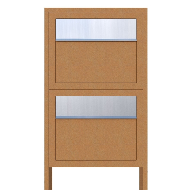 Postkastsysteem Elegance voor twee Okerbruin met RVS inwerpklep