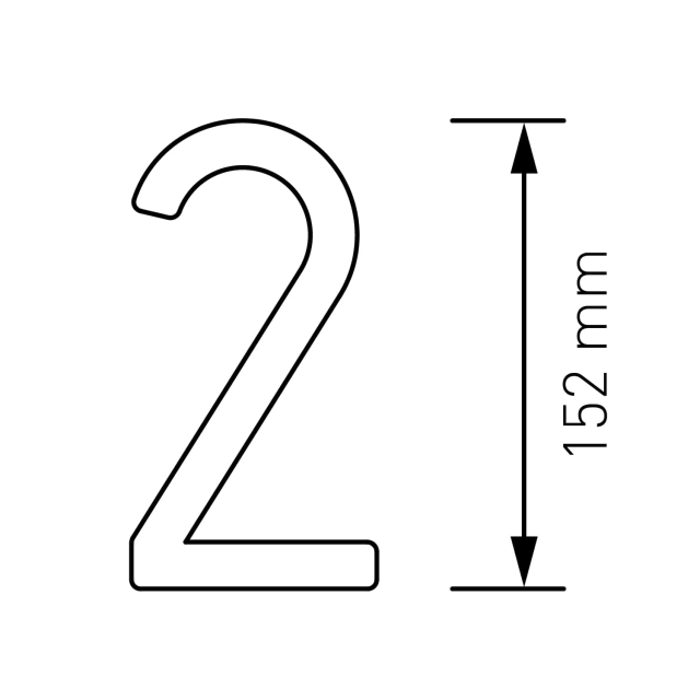 Zelf -adhesief huisnummer "2" - 152 mm in antraciet