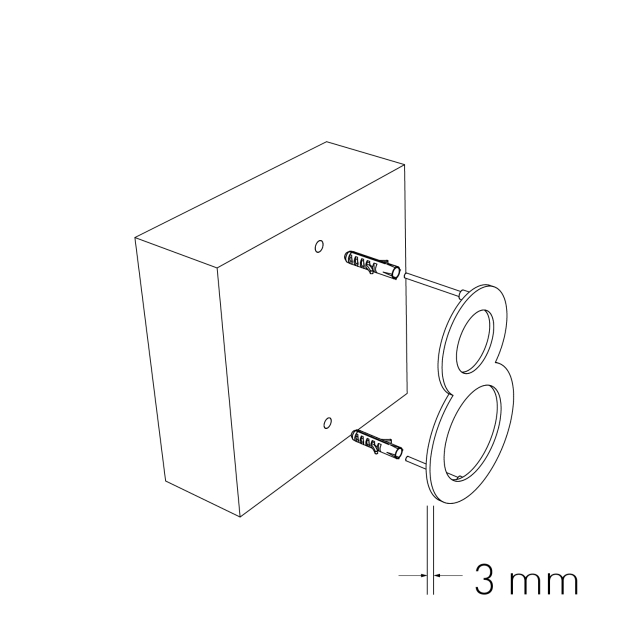 Modern huisnummer '' 8 '' - 200 mm in wit
