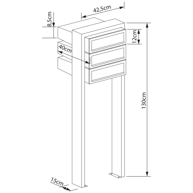 Postkastsysteem Stairs voor drie Wit met RVS inwerpklep