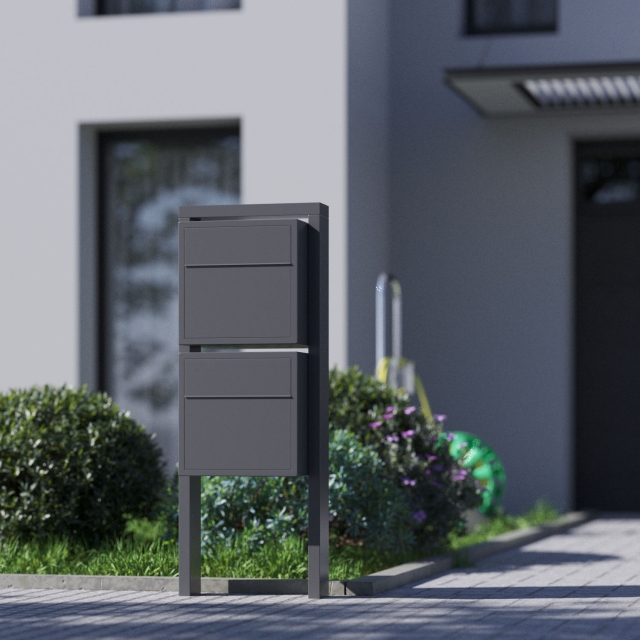 Postkastsysteem Soprano voor twee Zwart met RVS inwerpklep