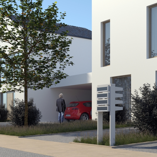 Postkastsysteem Stairs voor vier Zwart met RVS inwerpklep