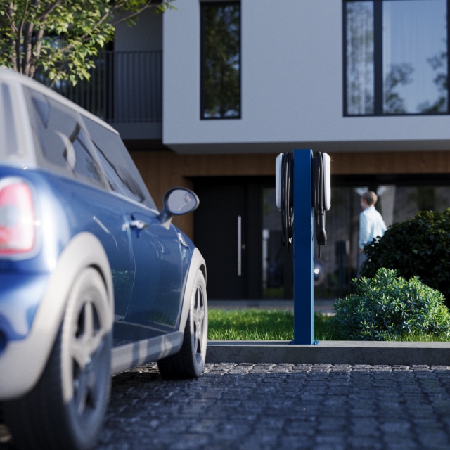 VW StationMaster for Two laadstation met bodemplaat in grijs