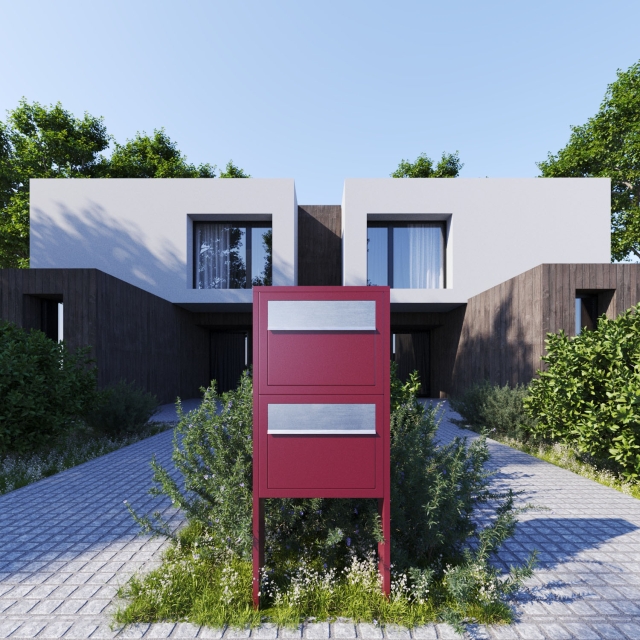 Postkastsysteem Elegance voor twee Okerbruin met RVS inwerpklep