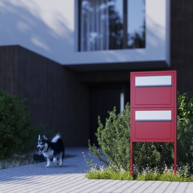Postkastsysteem Elegance voor twee Okerbruin met RVS inwerpklep