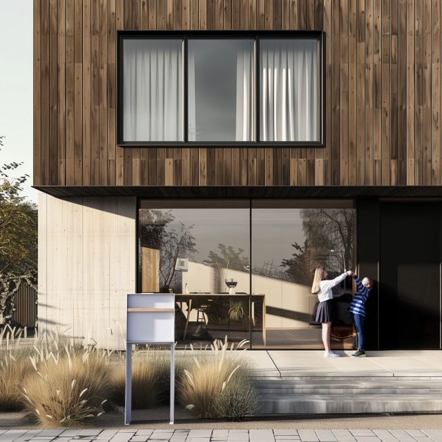 Oxford brievenbus in bruin met houten handvat