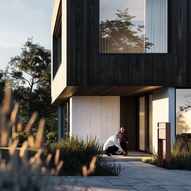 Oxford brievenbus in bruin met houten handvat