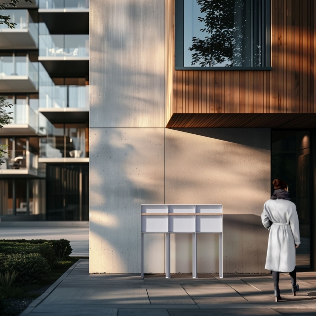 Oxford brievenbus in bruin met houten handvat