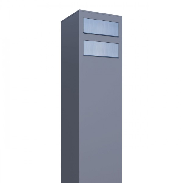Postkastsysteem Monolith voor twee Grijs Mettallic met RVS inwerpklep