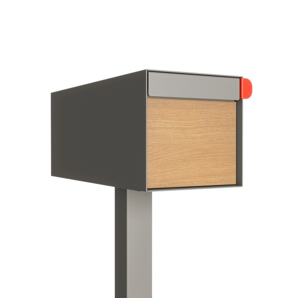 Vrijstaande brievenbus model Americano Grijs Metallic met HPL-front