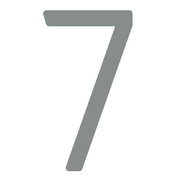 Modern huisnummer '' 7 '' - 245 mm in grijs metallic